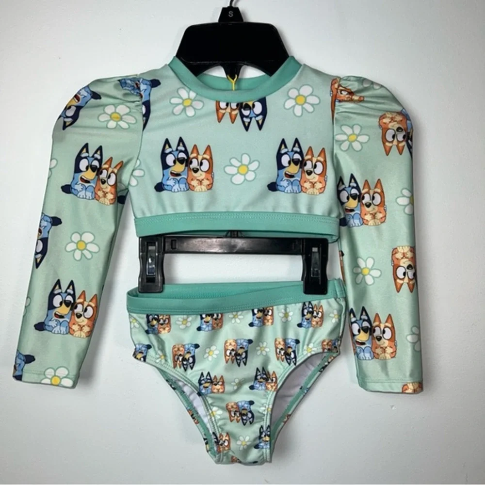 Bluey Toddler Girls Swimsuit | 2T | Two-Piece Rash Guard Set